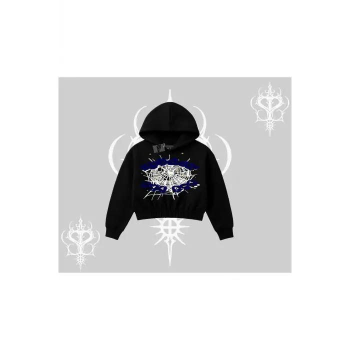 Beyaz Crop Kapşonlu Sweatshirt Sp55der