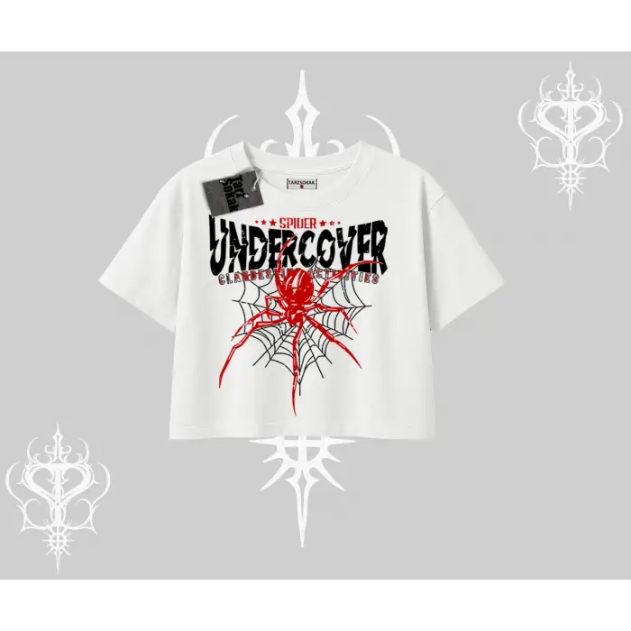 Beyaz Crop Tişört Spider Undercover