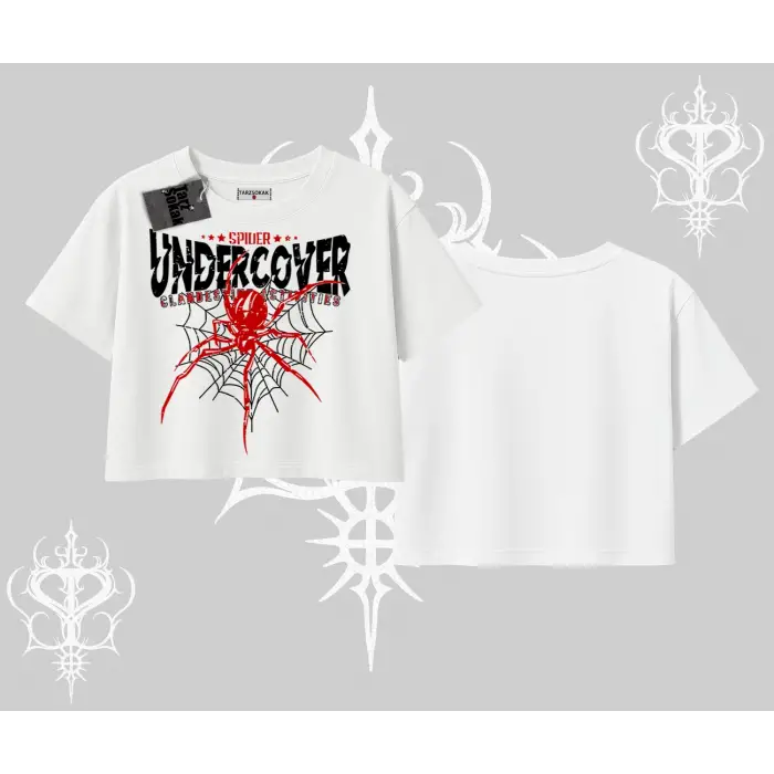 Beyaz Crop Tişört Spider Undercover