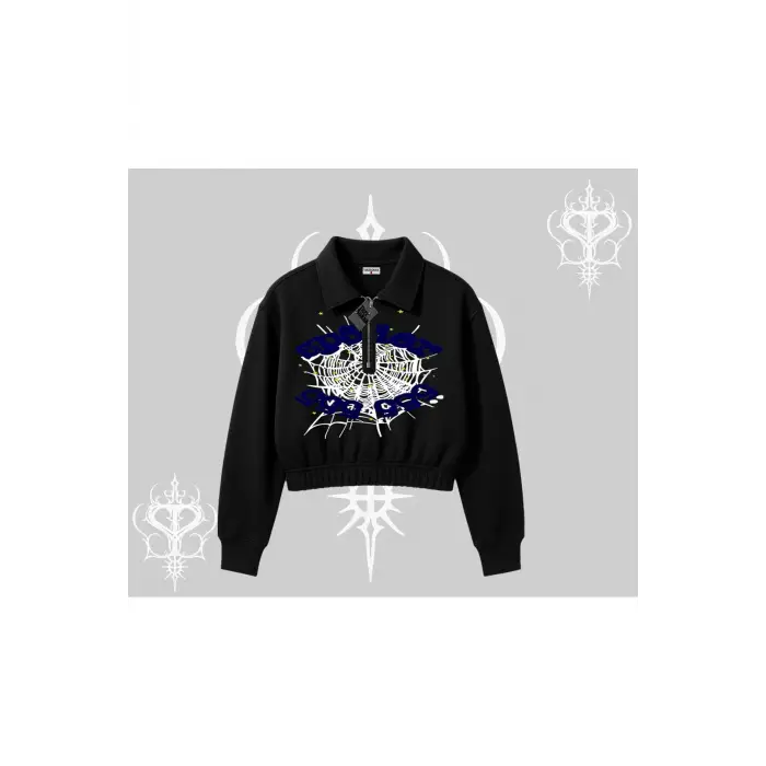 Beyaz Crop Yarım Fermuarlı Sweatshirt Sp55der