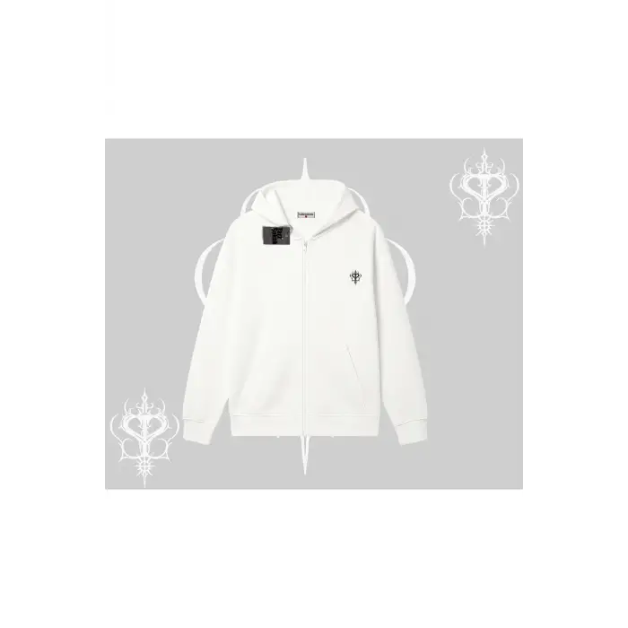 Beyaz Hırka Sweatshirt Özel logolu