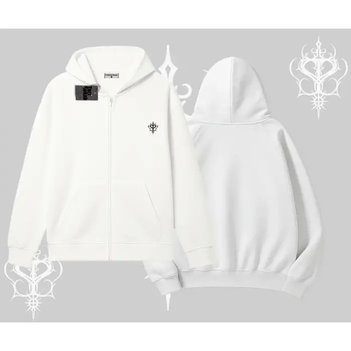 Beyaz Hırka Sweatshirt Özel logolu