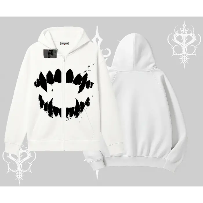 Beyaz Hırka Sweatshirt Vampir Dış