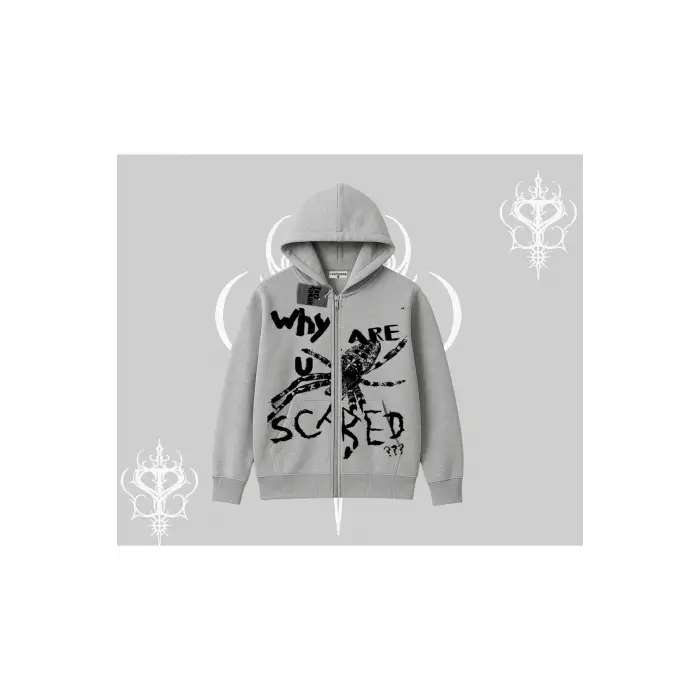 Beyaz Hırka Sweatshirt Why are u Scared