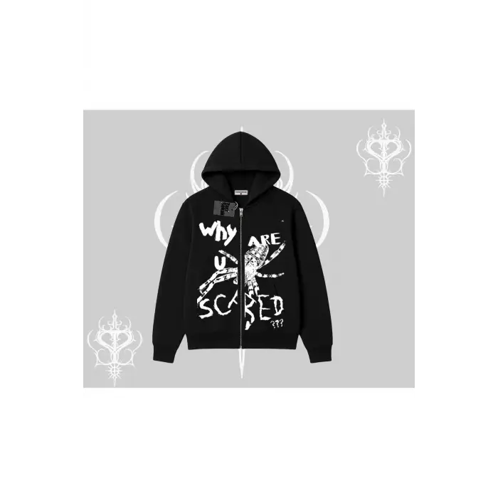 Beyaz Hırka Sweatshirt Why are u Scared