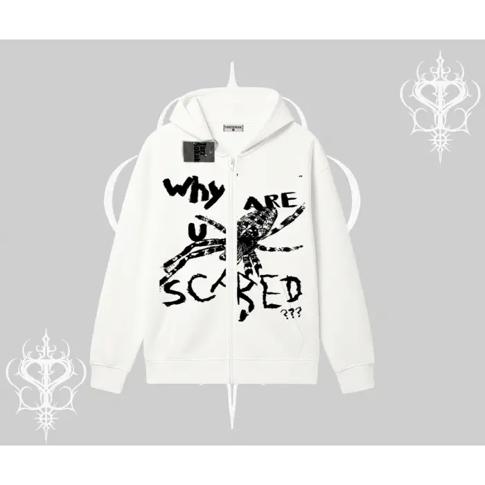 Beyaz Hırka Sweatshirt Why are u Scared