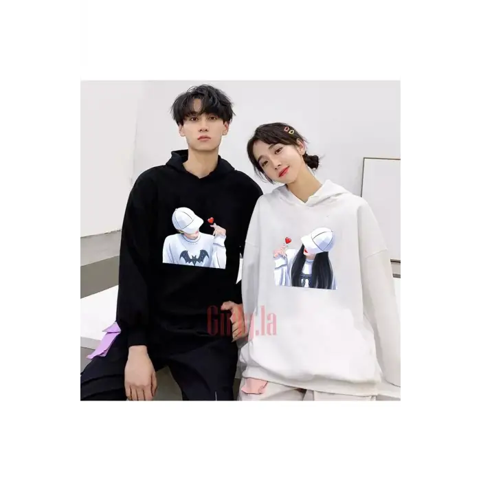 Beyaz Kapşonlu Sweatshirt Çift Sevgili Kombinleri Couple Clothing