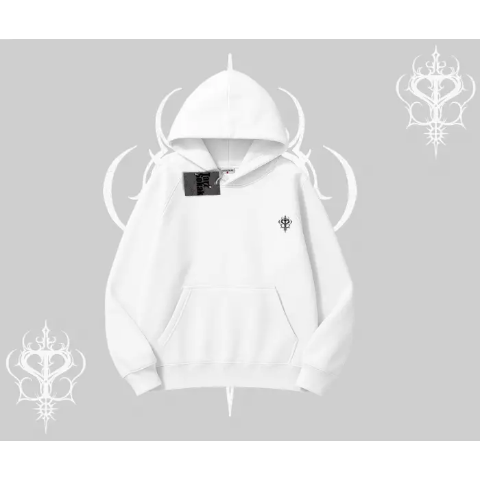 Beyaz Kapşonlu Sweatshirt Özel logolu