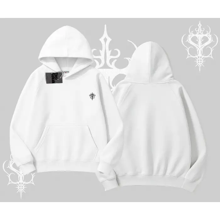 Beyaz Kapşonlu Sweatshirt Özel logolu