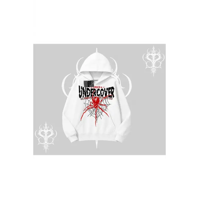 Beyaz Kapşonlu Sweatshirt Spider Undercover