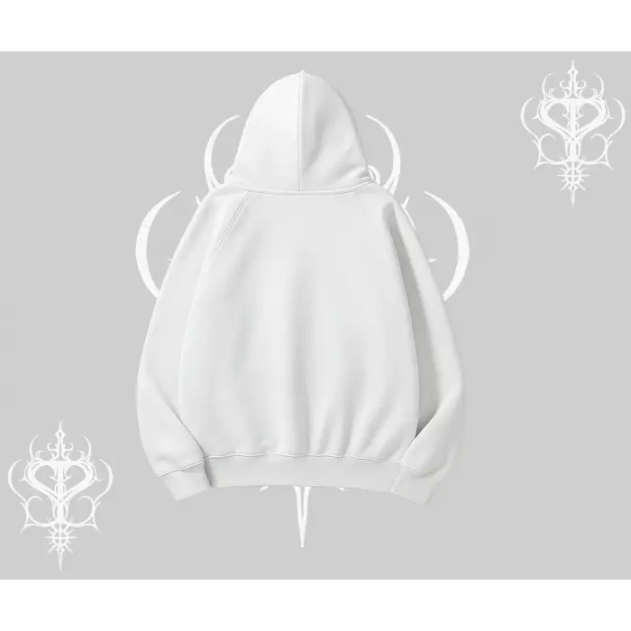 Beyaz Kapşonlu Sweatshirt Vampir Dış