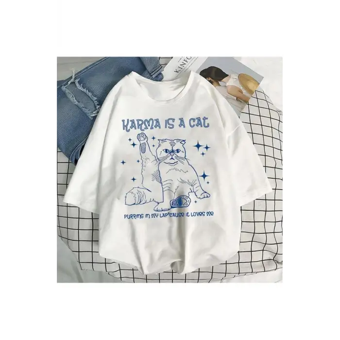 Beyaz Karma İs A Cat Unisex