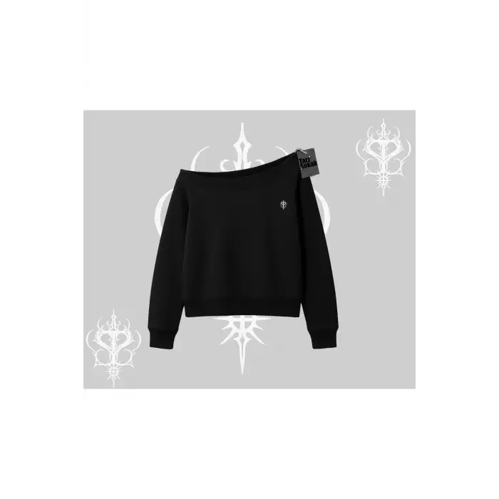 Beyaz Kayık Yaka Sweatshirt Özel logolu