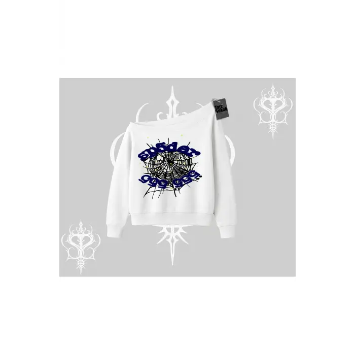 Beyaz Kayık Yaka Sweatshirt Sp55der