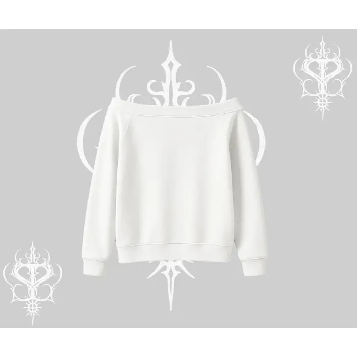 Beyaz Kayık Yaka Sweatshirt Sp55der