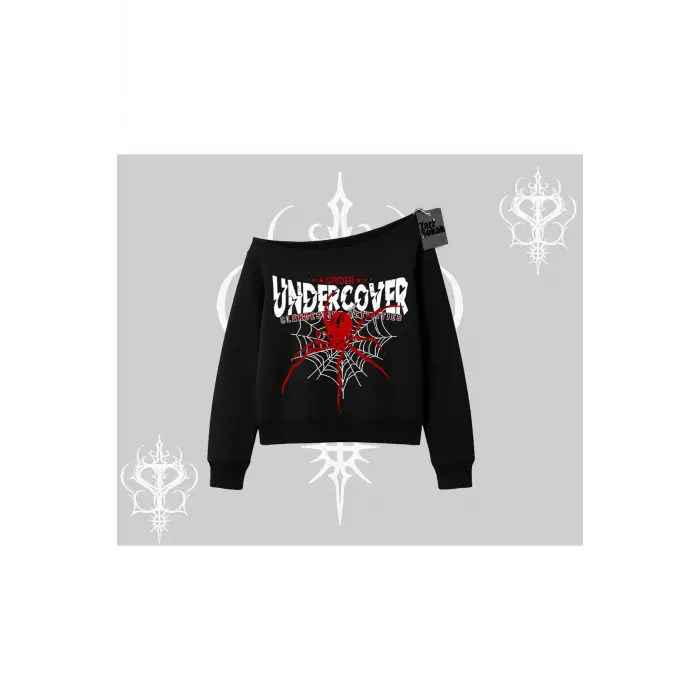 Beyaz Kayık Yaka Sweatshirt Spider Undercover