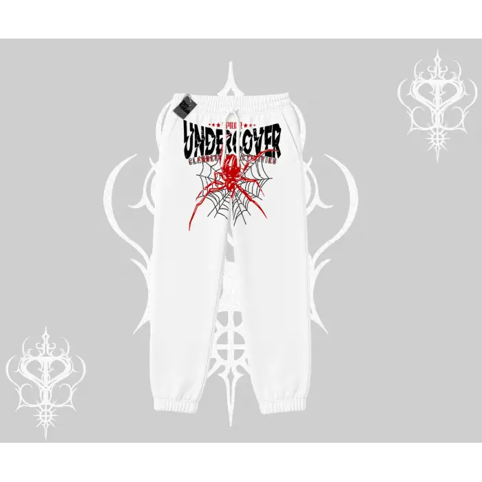 Beyaz Lastikli Eşofman Altı Spider Undercover