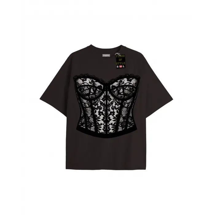 Beyaz Oversize T-shirt danteli Özel tasarım