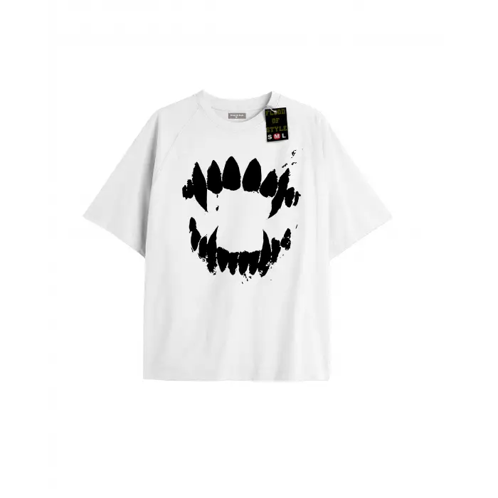 Beyaz Oversize T-shirt diş Özel tasarım