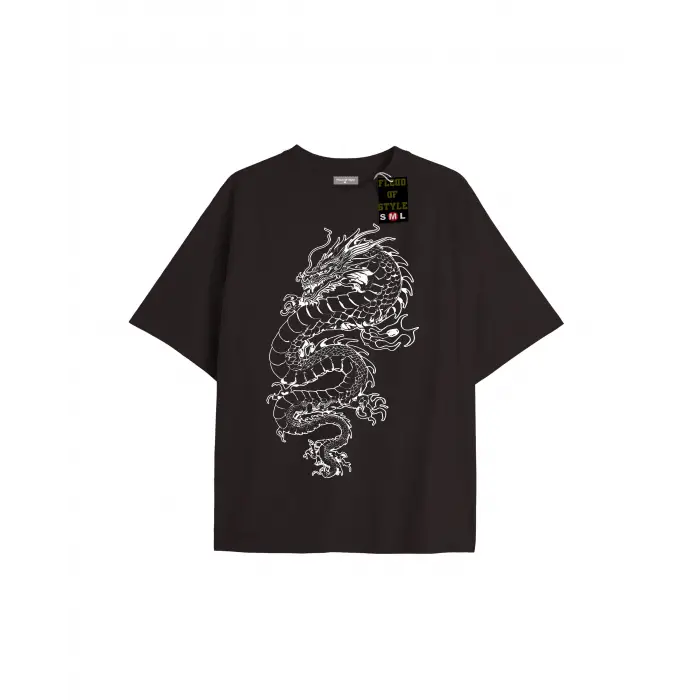 Beyaz Oversize T-shirt ejdarha Özel tasarım