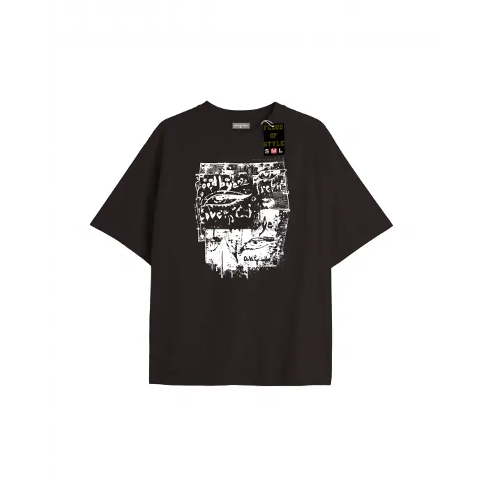 Beyaz Oversize T-shirt göz baskı Özel tasarım