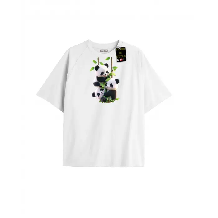 Beyaz Oversize T-shirt pandalar Özel tasarım