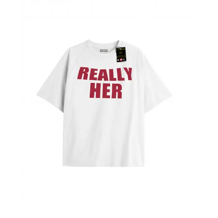 Beyaz Oversize T-shirt reallyher Özel tasarım