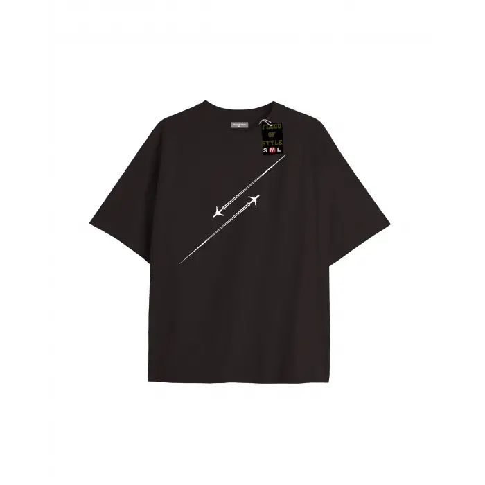 Beyaz Oversize T-shirt uçak Özel tasarım