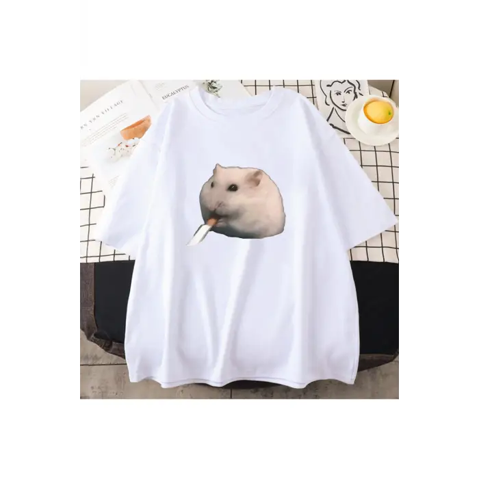 Beyaz Sevimli Hamster Meme Grafik