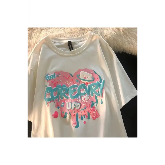 Beyaz Unisex Fun Corecvry Ufo Tişört
