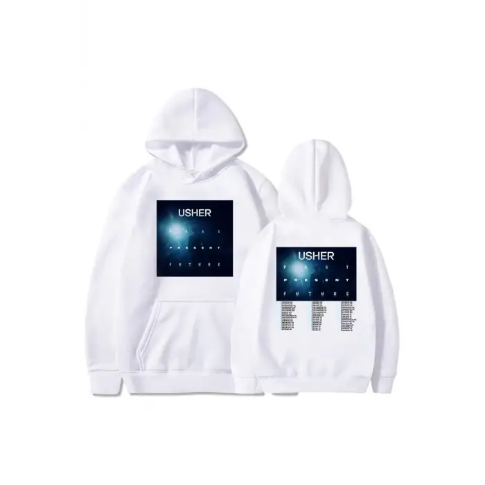 Beyaz Unisex Geçmiş mevcut gelecek tur Usherr rapçi grafik Casual kaz