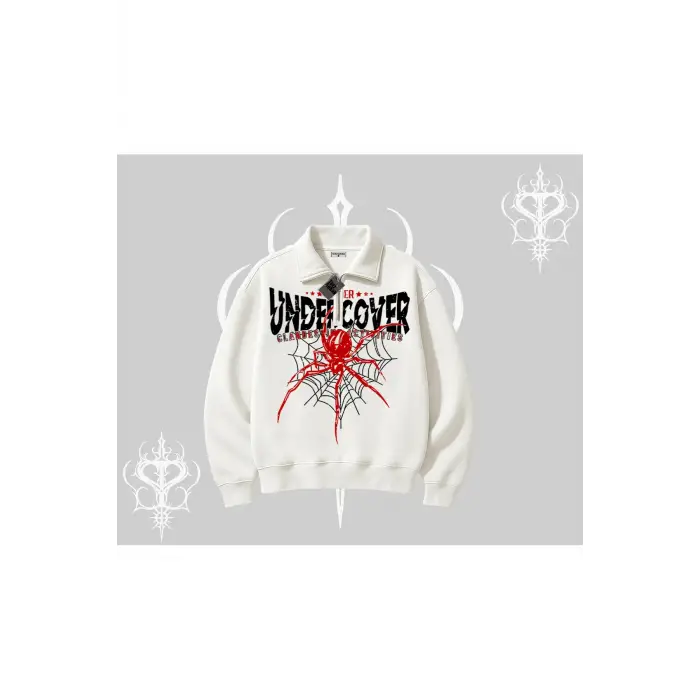 Beyaz Yarım Fermuarlı Sweatshirt Spider Undercover