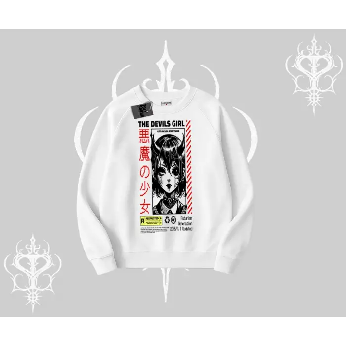 Biskilet Sweatshirt Anime Devils Girl Japanese Style Baskılı
