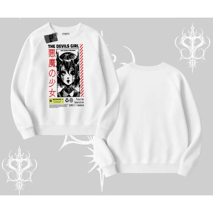 Biskilet Sweatshirt Anime Devils Girl Japanese Style Baskılı