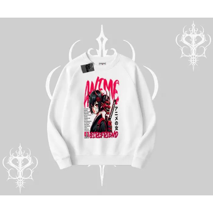 Biskilet Sweatshirt Anime Girlfriend Kırmızı