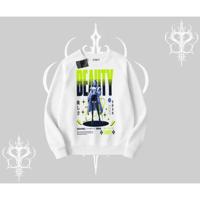 Biskilet Sweatshirt Anime Unity Neon Detaylı Grafik Baskılı