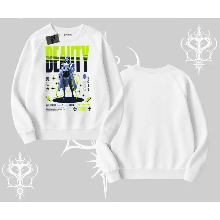 Biskilet Sweatshirt Anime Unity Neon Detaylı Grafik Baskılı