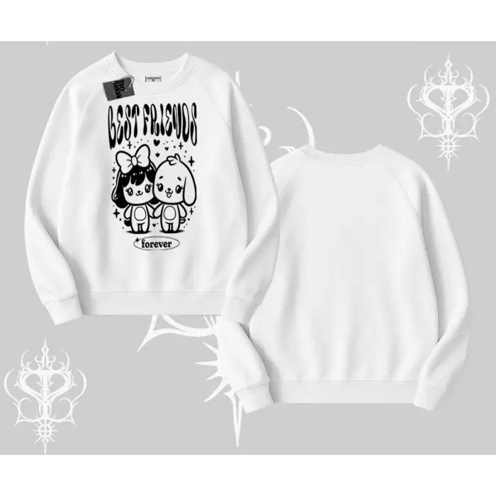 Biskilet Sweatshirt Best Friends Forever Baskılı Sevimli Tasarım