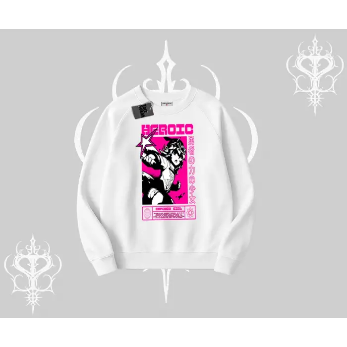 Biskilet Sweatshirt Heroic Anime Girl Japon Stil Grafik Baskılı