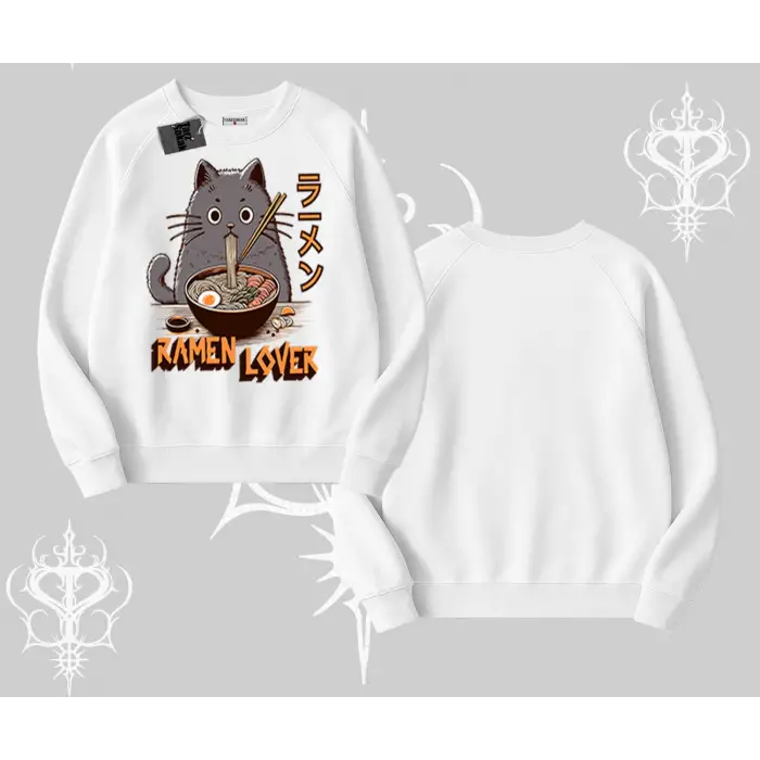 Biskilet Sweatshirt Ramen Lover Kedi Anime Baskılı