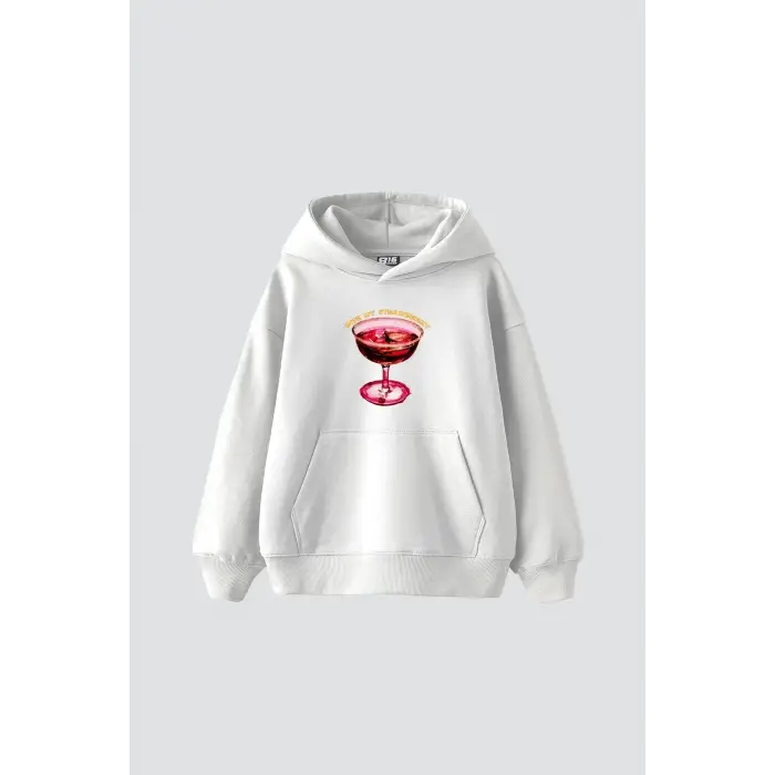 Bite My Strawberry Baskılı Oversize Unisex Premium Beyaz