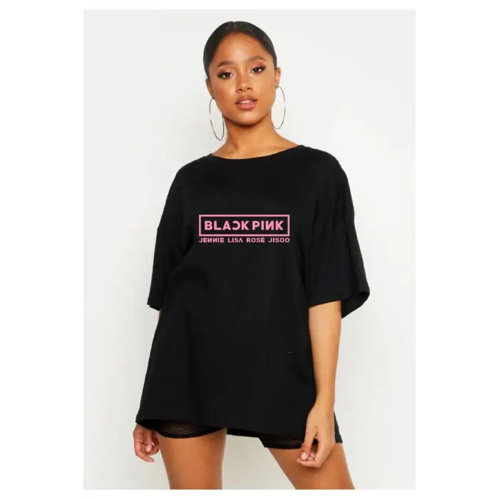 Black Pink Oversize Tişört