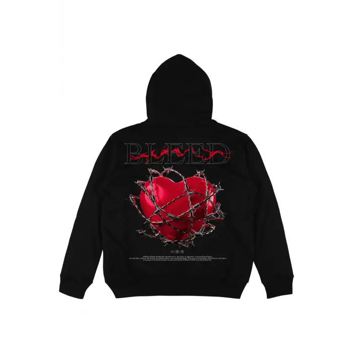 Bleed Oversize Unisex Kapüşonlu Sweatshirt Hoodie Siyah