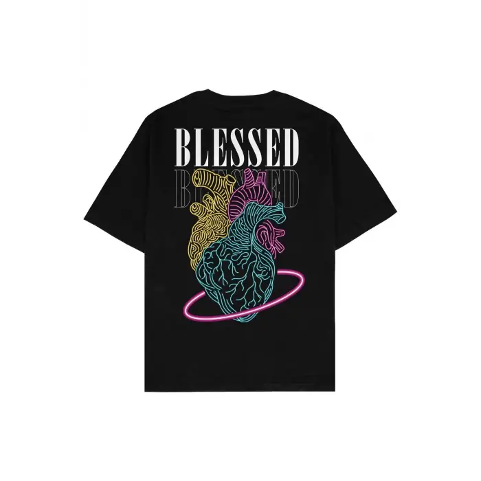 Blessed Siyah Oversize Unisex T-shirt