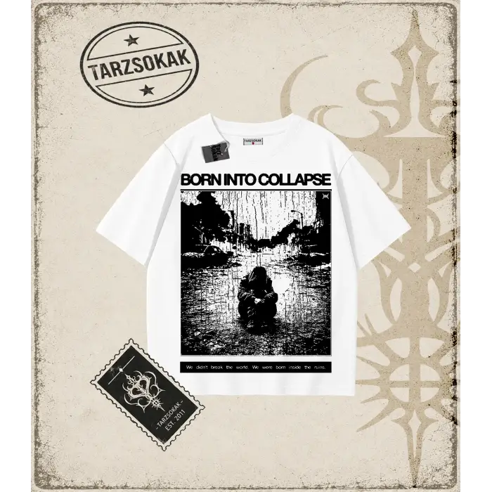 BORN COLLAPSE Oversize Unisex Tişört