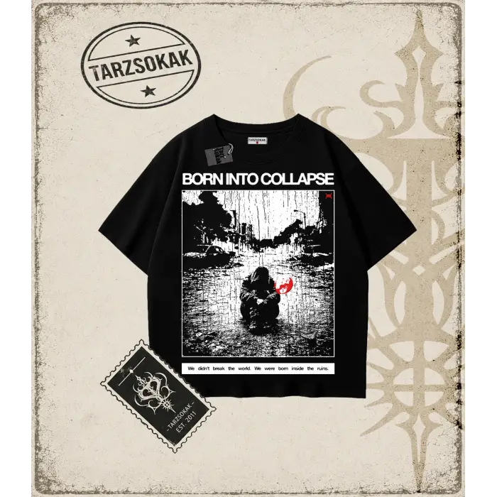 BORN COLLAPSE Oversize Unisex Tişört