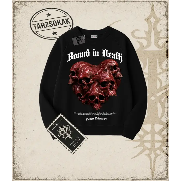 Bound In Death Oversize Unisex Bisiklet Yaka Sweatshirt