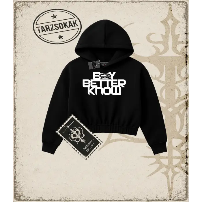 BOY BETTER KNOW Kadın Crop Kapşonlu Sweatshirt