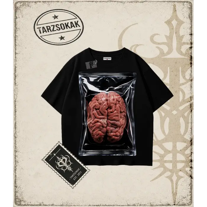 BRAIN HALFTONE Oversize Unisex Tişört