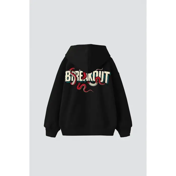 Breakout Baskılı Oversize Unisex Siyah